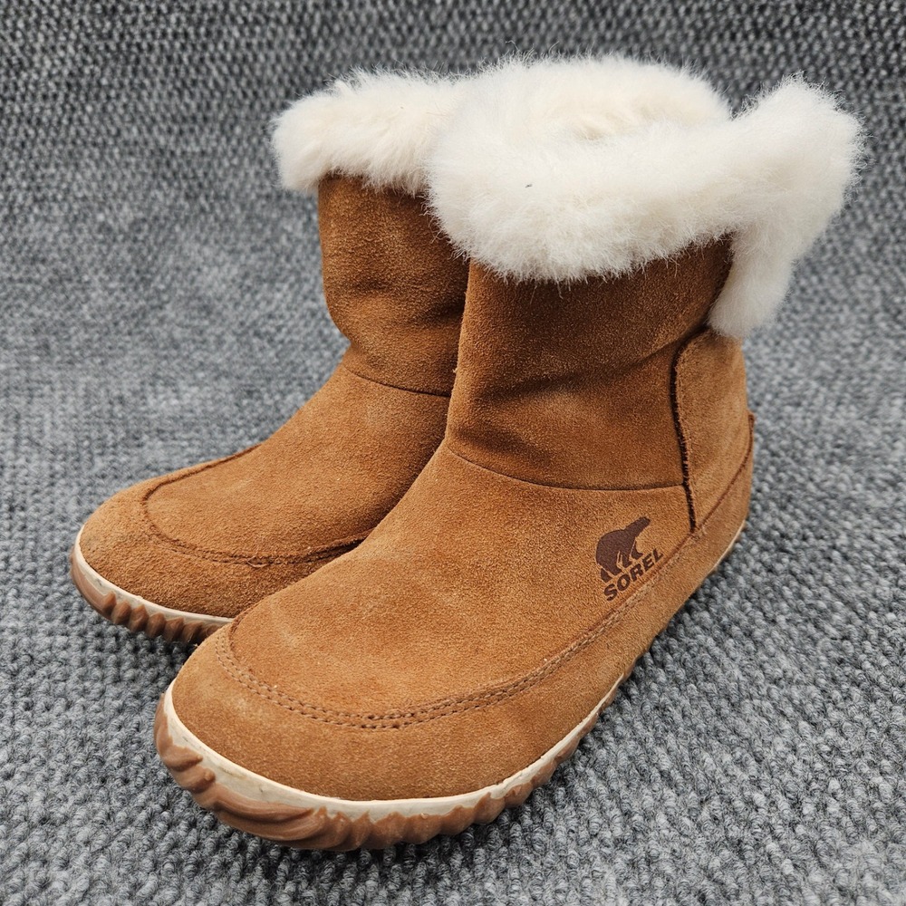 Sorel Out N About Women's 7 Brown Bootie Suede Faux Fur Bootie Winter Boots